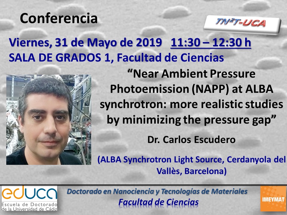 Conferencia: Near Ambient Pressure Photoemission (NAPP) at ALBA Synchrotron: More Realistic Studies by Minimizing the Pressure Gap – 31/05