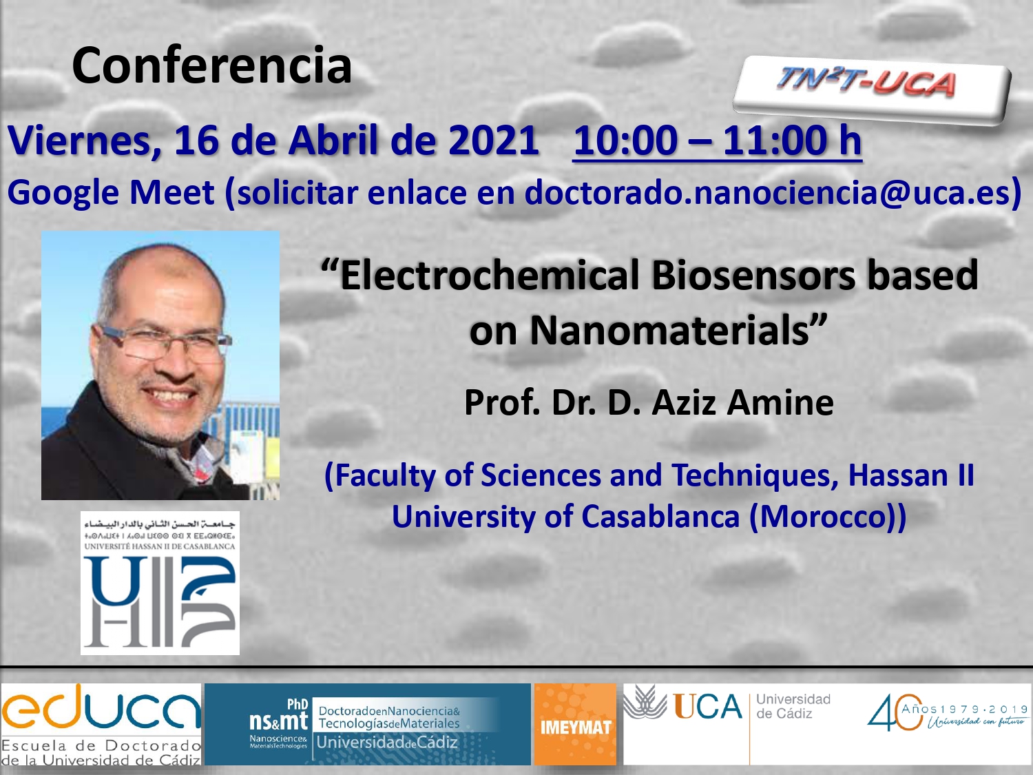 Conferencia: Electrochemical Biosensors based on nanomaterials – 16/04